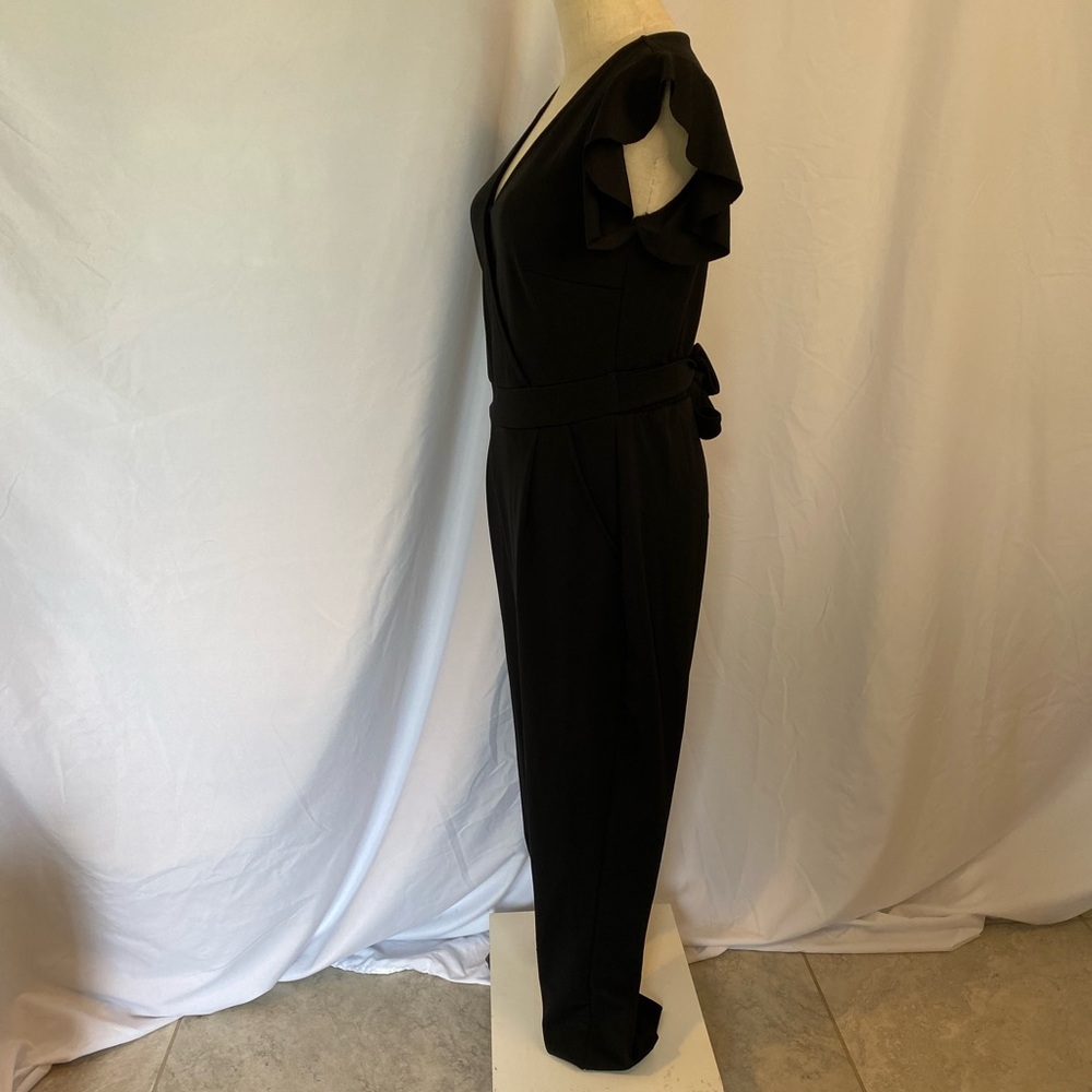 Venus Flutter Sleeve Black Jumpsuit - Picture 4 of 9